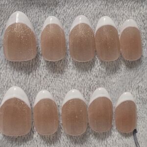 Shimmer Nude French Tip Press-On Nails • Reusable